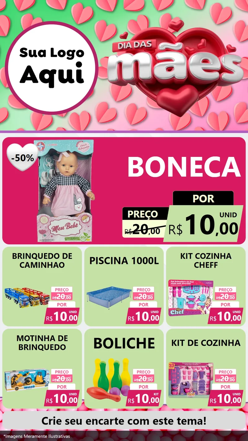 Modelo de Rede Social para Stories com o tema Dia das Mães para Brinquedos