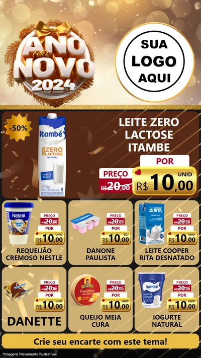 Modelo de Rede Social para Stories com o tema Feliz Ano Novo 2027 para Frios e Laticínios