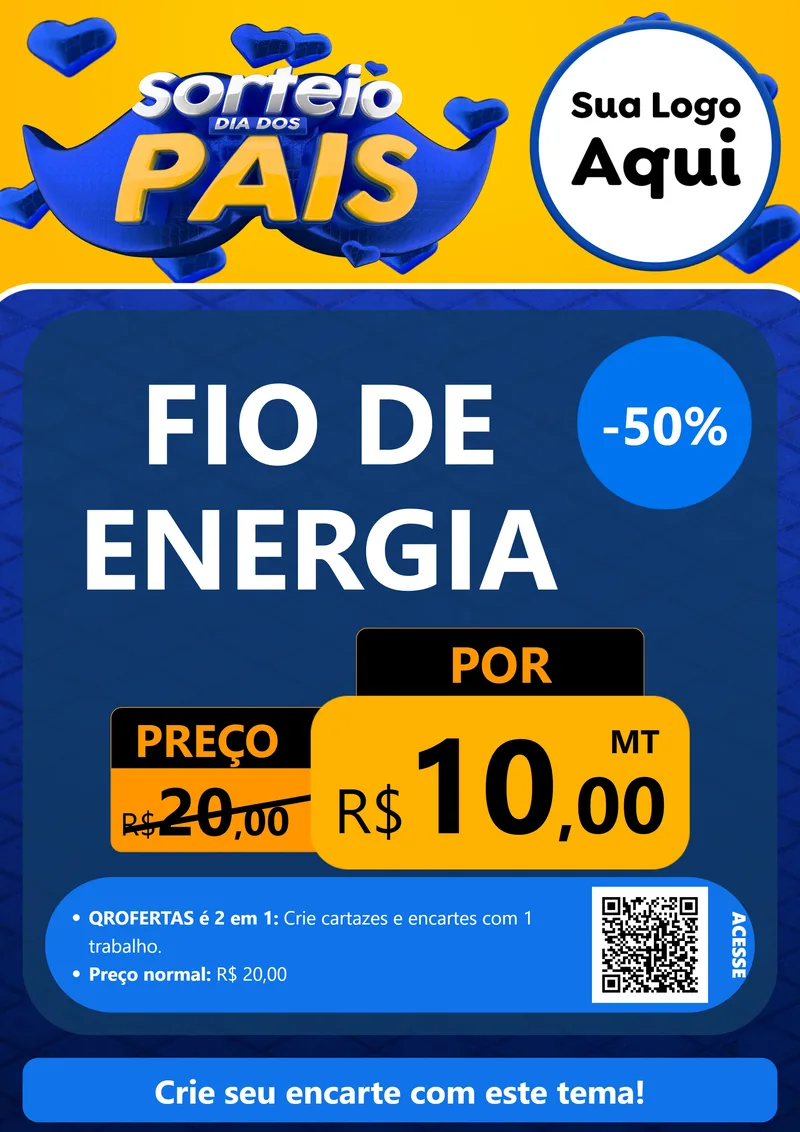 Modelo de Cartaz para Cartaz A4 Vertical com o tema Sorteio Dia dos Pais para Materiais Elétricos