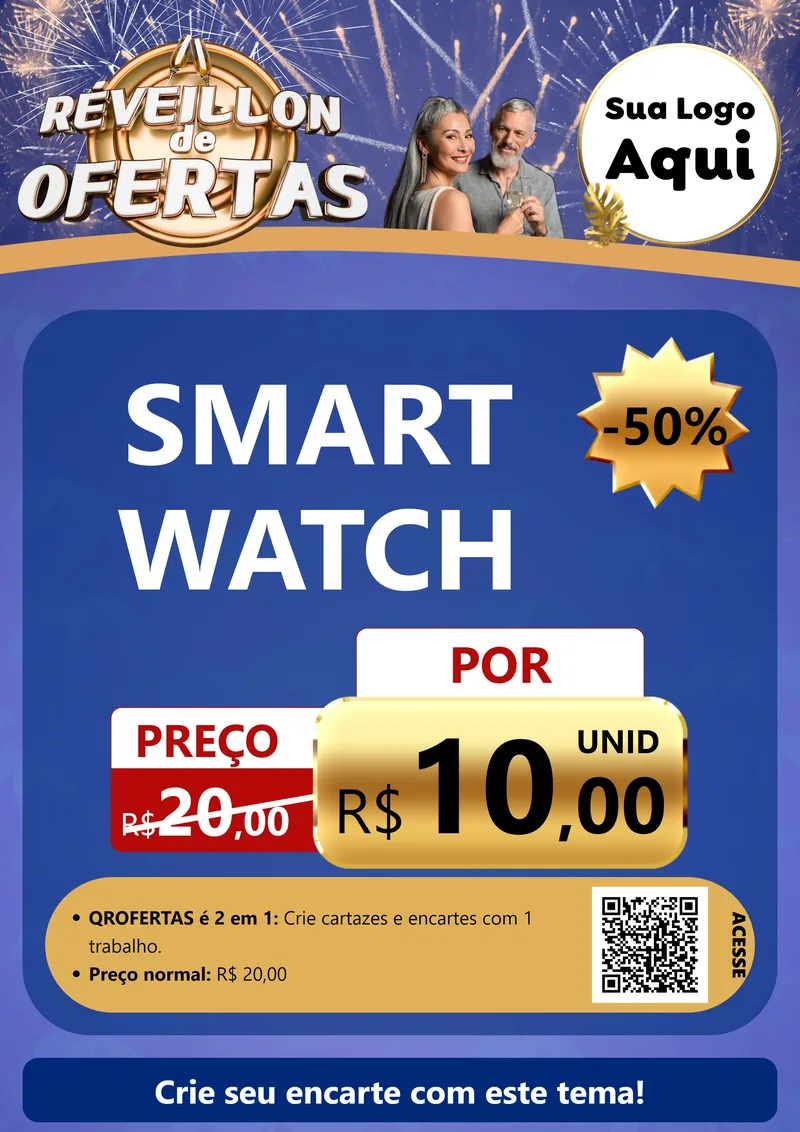 Modelo de Cartaz para Cartaz A4 Vertical com o tema Réveillon de Ofertas para Informática