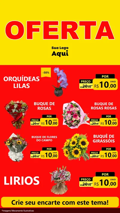 Modelo de TV para TV Vertical com o tema OFERTA - Vermelho Cartaz para Floricultura e jardim