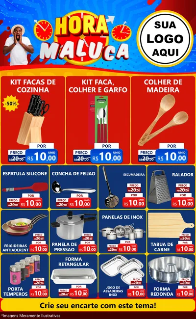 Modelo de Encarte para Encarte Grande com o tema Hora Maluca para Utilidades Domésticas