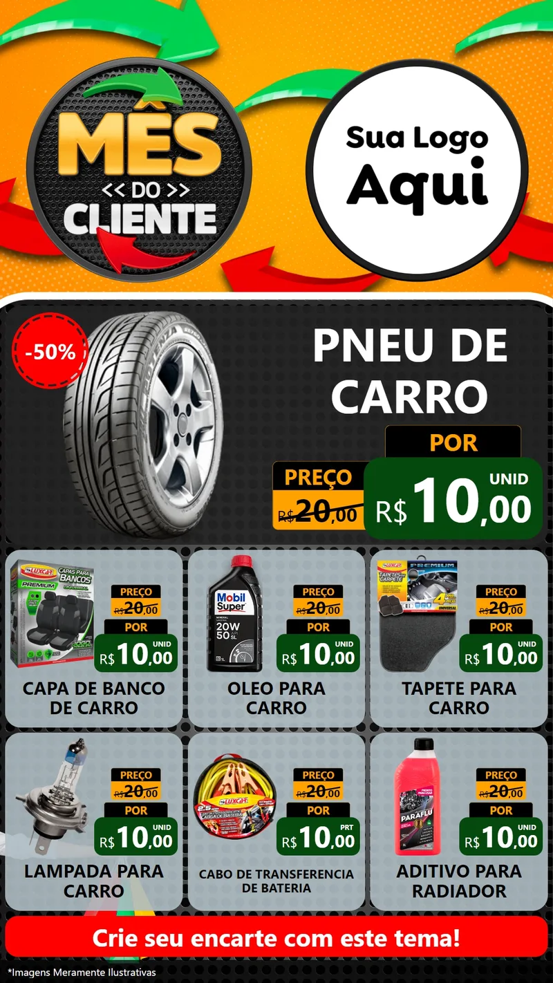 Modelo de Rede Social para Stories com o tema Mês do Cliente para Auto peças