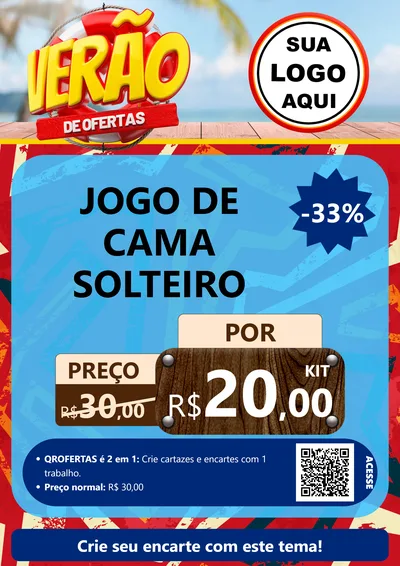 Modelo de Cartaz para Cartaz A4 Vertical com o tema Verão de Ofertas para Cama, Mesa e Banho
