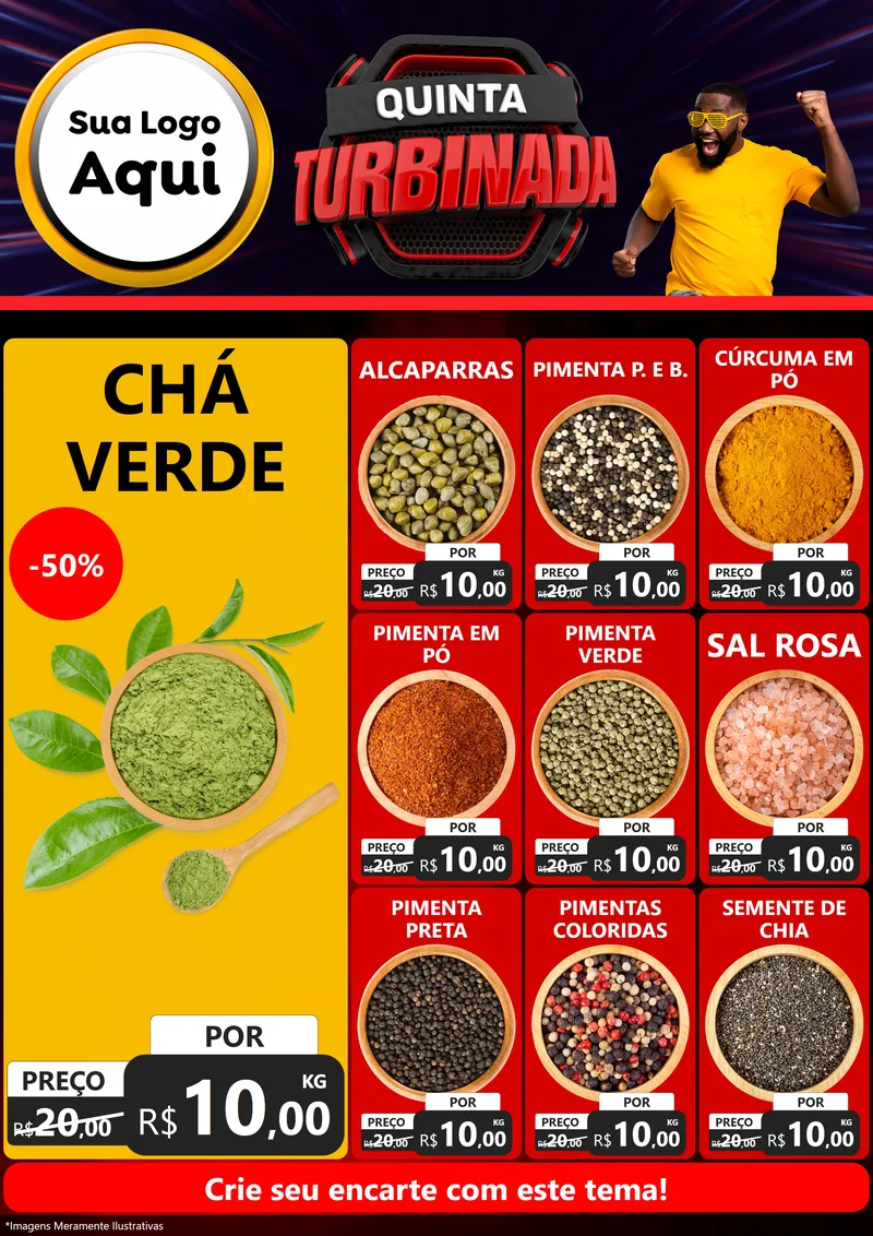 Modelo de Encarte para Encarte A4 Vertical com o tema Quinta Turbinada para Produtos Naturais