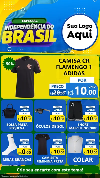 Modelo de Rede Social para Stories com o tema Especial Independência do Brasil para Roupas e acessórios