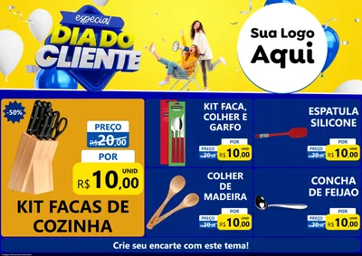 Modelo de Encarte para Encarte A4 Horizontal com o tema Especial Dia do Cliente para Utilidades Domésticas