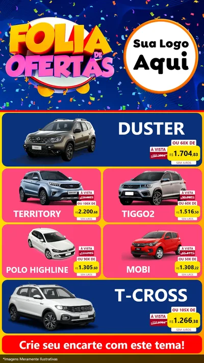 Modelo de TV para TV Vertical com o tema Folia de Ofertas para Concessionaria de Carros