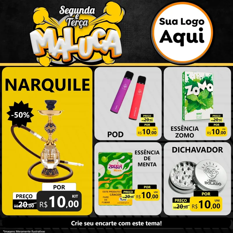 Modelo de Rede Social para Feed Facebook com o tema Segunda e Terça Maluca para Tabacaria