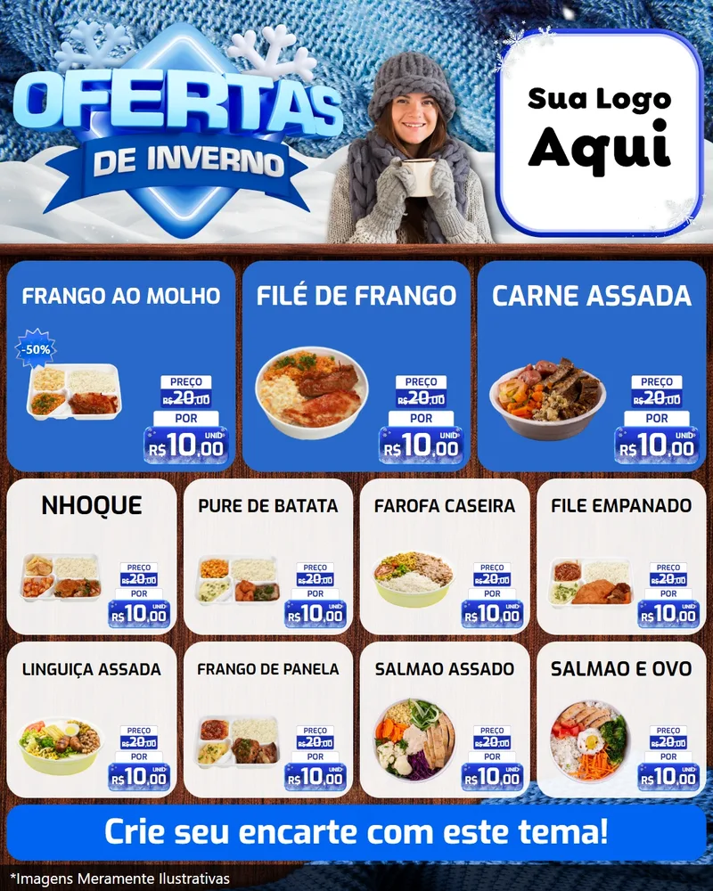 Modelo de Rede Social para Feed Instagram com o tema Ofertas de Inverno para Restaurante