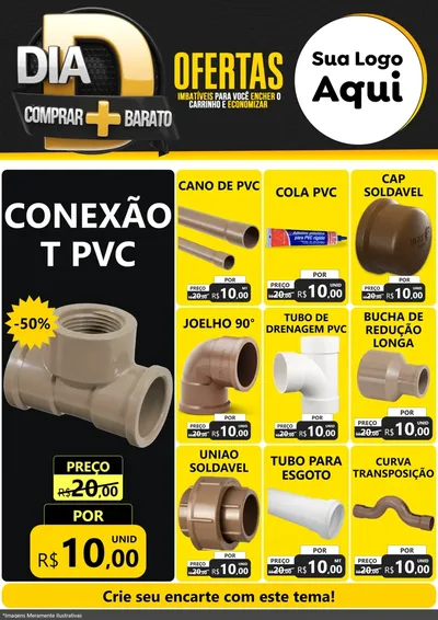 Modelo de Encarte para Encarte A4 Vertical com o tema Dia D Mais Economia para Tubos e conexões