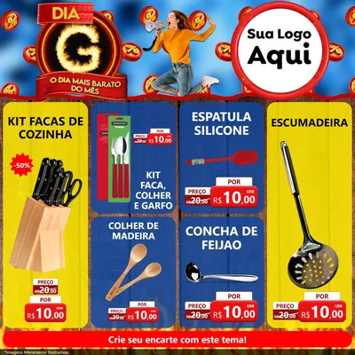 Modelo de Rede Social para Feed Facebook com o tema Dia G - O Dia Mais Barato Do Mês para Utilidades Domésticas