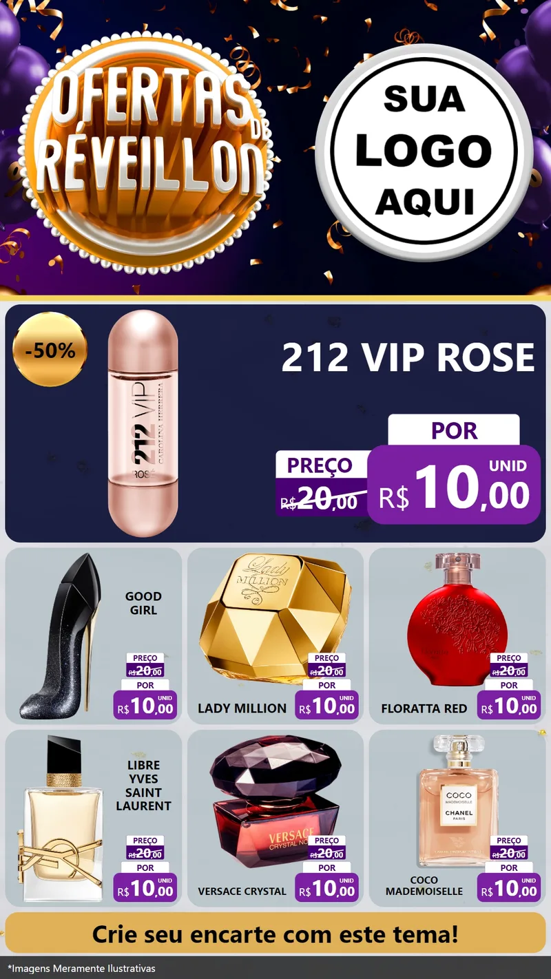 Modelo de Rede Social para Stories com o tema Ofertas de Réveillon para Perfumes