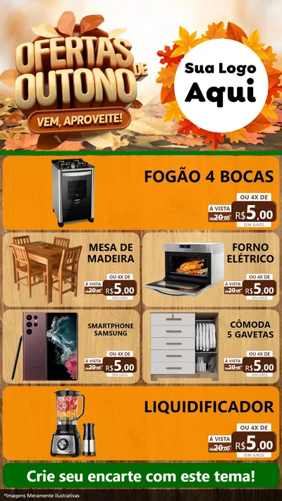 Modelo de TV para TV Vertical com o tema Ofertas de Outono - Vem, Aproveite! para Móveis e Eletro