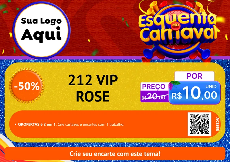 Modelo de Cartaz para Cartaz A4 Horizontal com o tema Esquenta de Carnaval para Perfumes