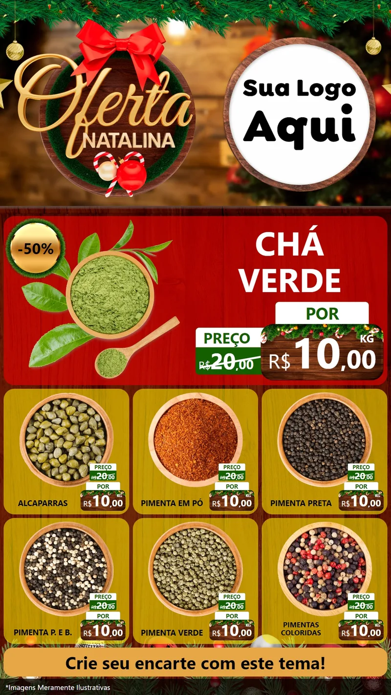 Modelo de Rede Social para Stories com o tema Ofertas Natalina para Produtos Naturais