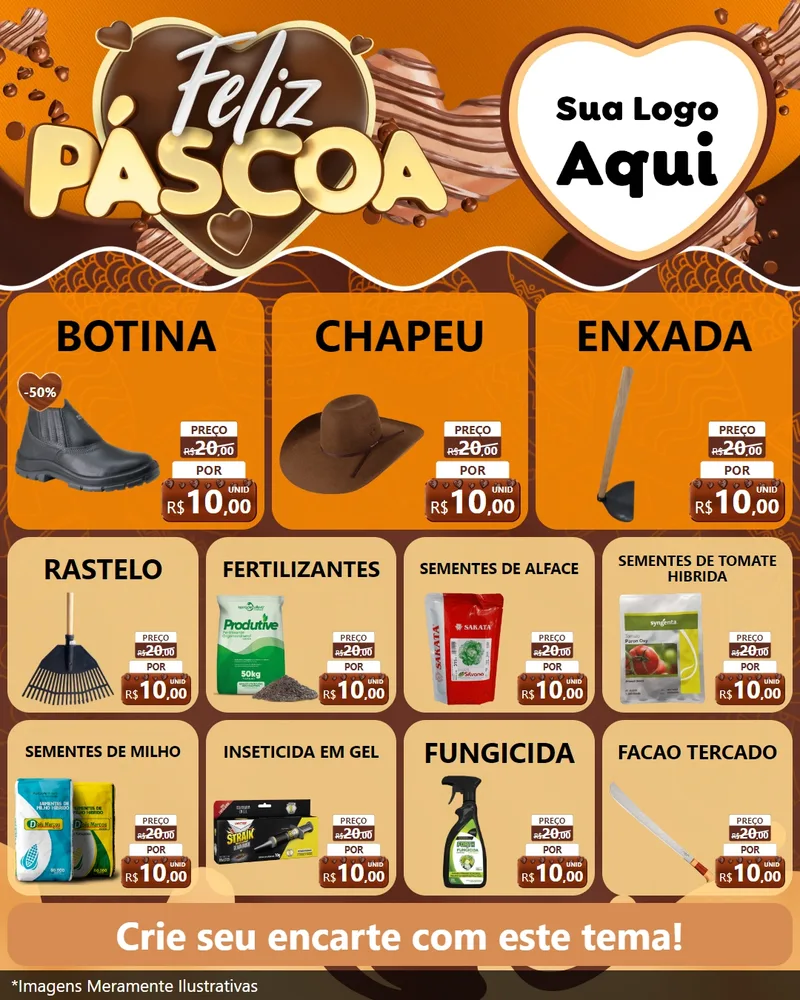 Modelo de Rede Social para Feed Instagram com o tema Feliz Páscoa para Agropecuária