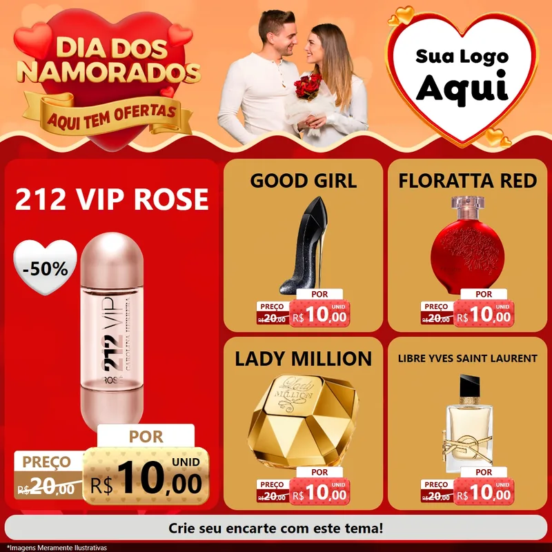 Modelo de Rede Social para Feed Facebook com o tema Dia dos Namorados - Aqui Tem Ofertas para Perfumes