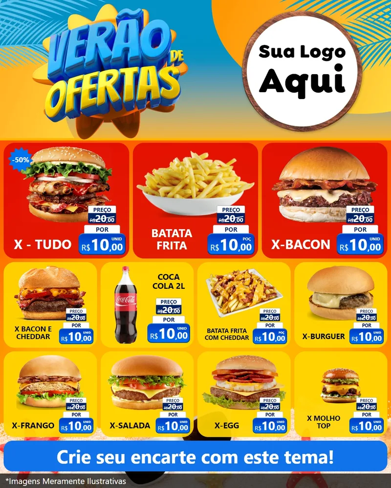 Modelo de Rede Social para Feed Instagram com o tema Verão de Ofertas para Hamburgueria