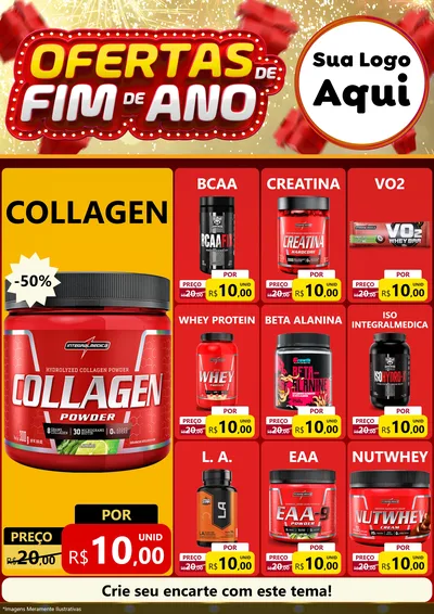 Modelo de Encarte para Encarte A4 Vertical com o tema Ofertas de Fim de Ano para Suplementos alimentares