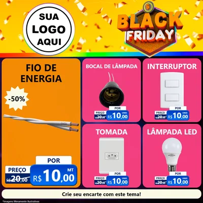 Modelo de Rede Social para Feed Facebook com o tema Black Friday para Materiais Elétricos