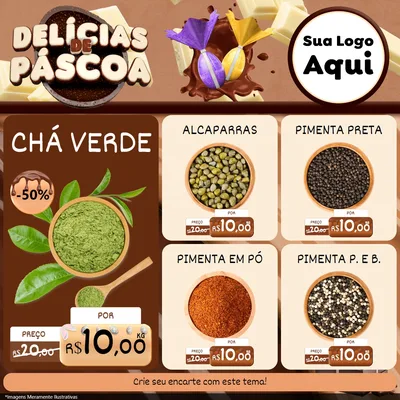 Modelo de Rede Social para Feed Facebook com o tema Delícias de Páscoa para Produtos Naturais