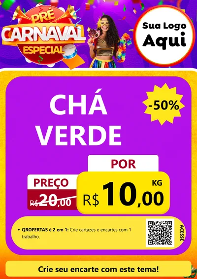 Modelo de Cartaz para Cartaz A4 Vertical com o tema Pré-Carnaval Especial para Produtos Naturais