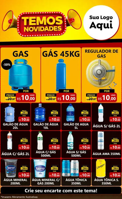 Modelo de Encarte para Encarte Grande com o tema Temos Novidades para Água e gás