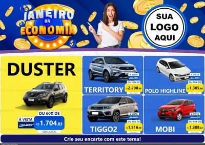Modelo de Encarte para Encarte A4 Horizontal com o tema Janeiro da Economia para Concessionaria de Carros