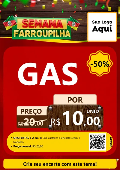 Modelo de Cartaz para Cartaz A4 Vertical com o tema Semana Farroupilha para Água e gás