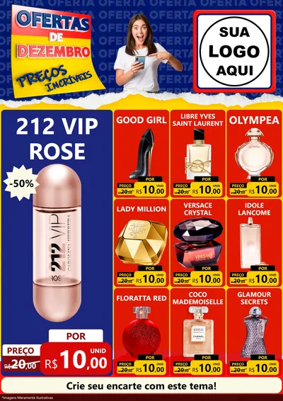 Modelo de Encarte para Encarte A4 Vertical com o tema Ofertas de Dezembro - Preços Incríveis para Perfumes