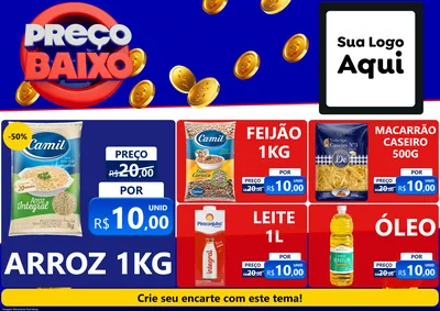 Modelo de Encarte para Encarte A4 Horizontal com o tema Preço Baixo para Supermercado