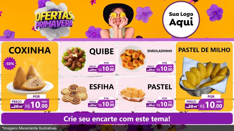 Modelo de TV para TV Horizontal com o tema Ofertas Da Primavera para Salgadaria