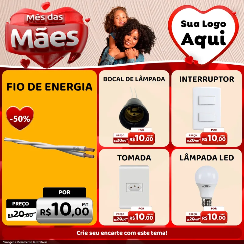 Modelo de Rede Social para Feed Facebook com o tema Mês das Mães para Materiais Elétricos