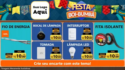 Modelo de TV para TV Horizontal com o tema Festa Boi Bumbá para Materiais Elétricos