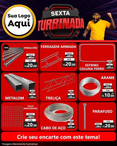 Modelo de Rede Social para Feed Instagram com o tema Sexta Turbinada para Ferragens