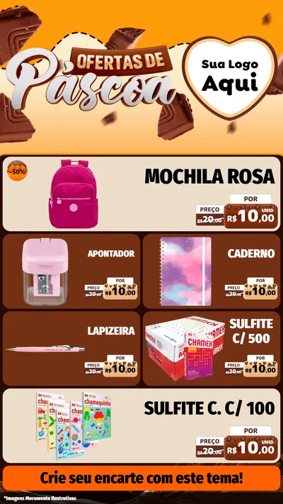 Modelo de TV para TV Vertical com o tema Ofertas de Páscoa para Papelaria