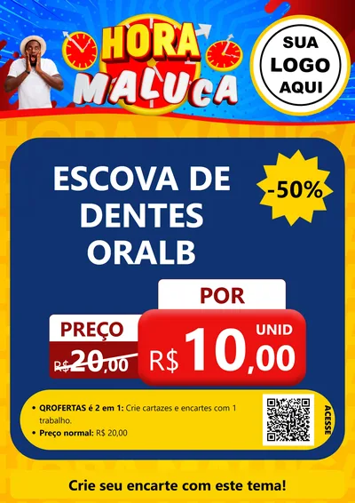 Modelo de Cartaz para Cartaz A4 Vertical com o tema Hora Maluca para Higiene Pessoal