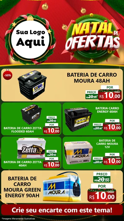 Modelo de TV para TV Vertical com o tema Natal de Ofertas para Baterias Elétricas