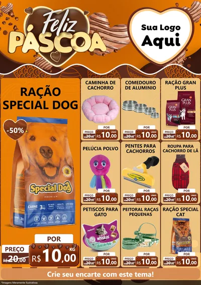 Modelo de Encarte para Encarte A4 Vertical com o tema Feliz Páscoa para Pet Shop