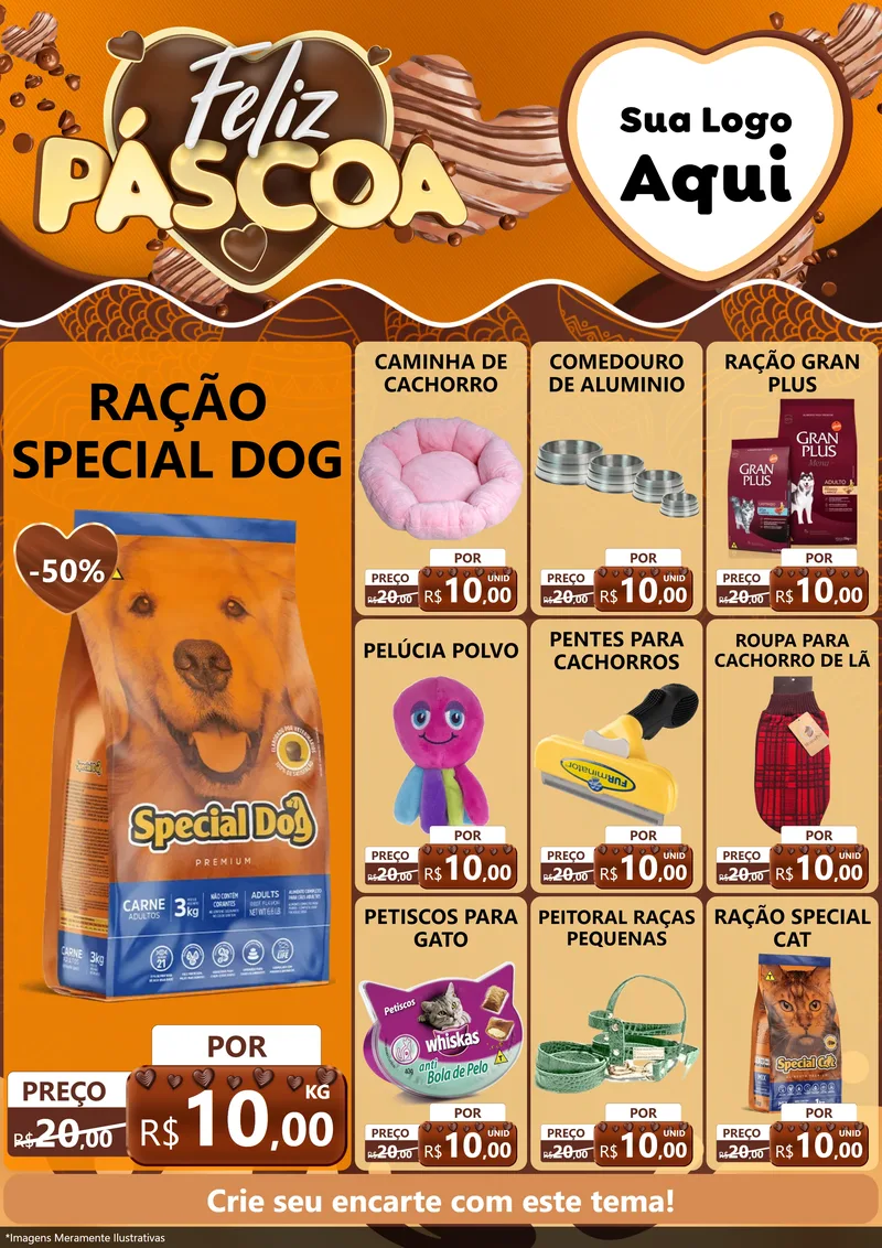 Modelo de Encarte para Encarte A4 Vertical com o tema Feliz Páscoa para Pet Shop