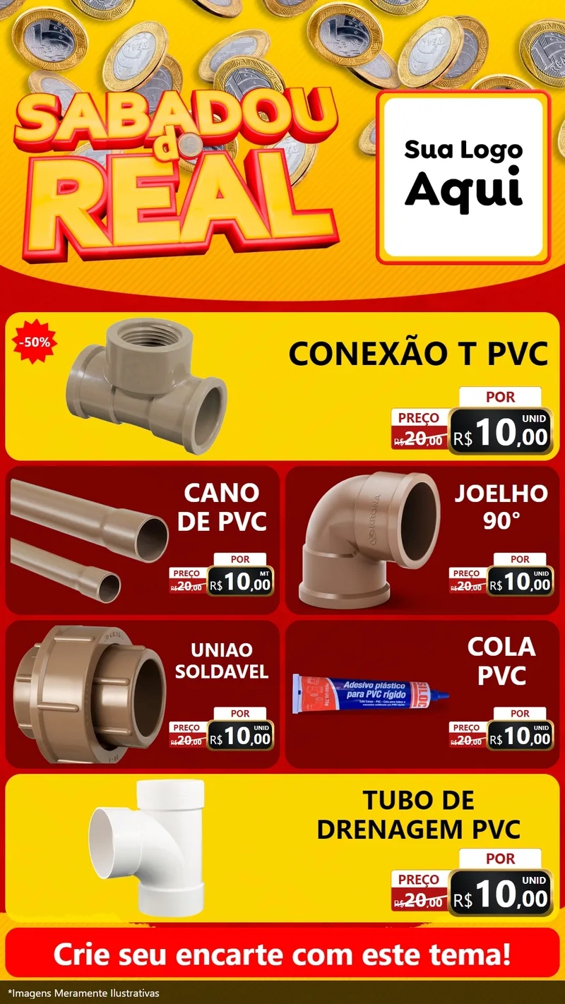 Modelo de TV para TV Vertical com o tema Sabadou do Real para Tubos e conexões