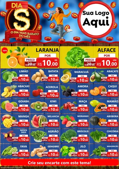 Modelo de Encarte para Encarte A4 Vertical com o tema Dia S - O Dia Mais Barato Do Mês para Hortifrúti