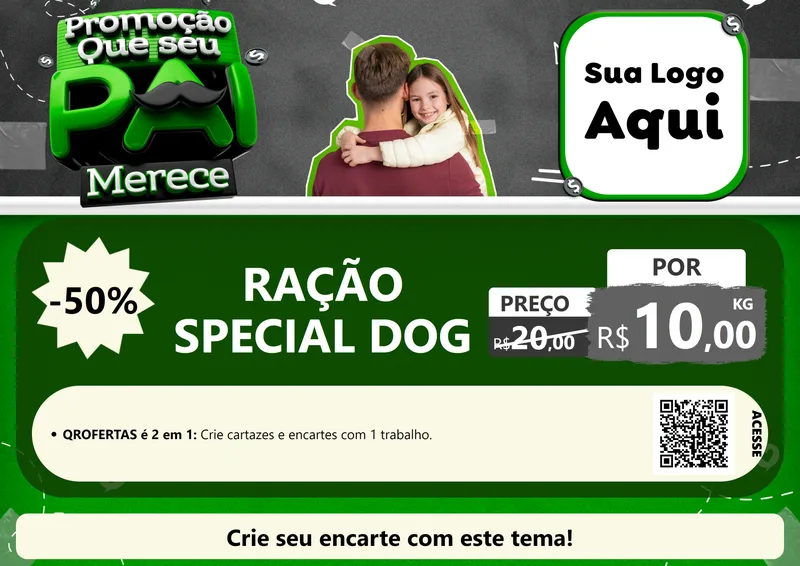 Modelo de Cartaz para Cartaz A4 Horizontal com o tema Promoção Que seu Pai Merece para Pet Shop