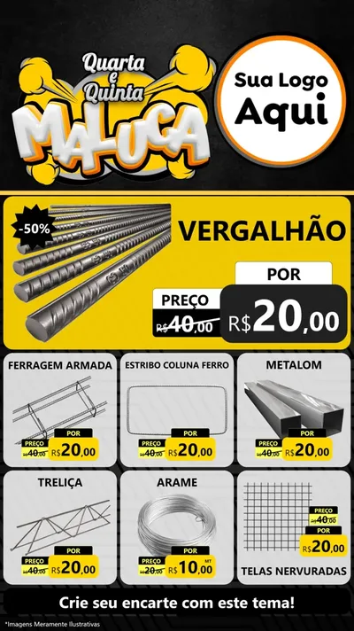 Modelo de Rede Social para Stories com o tema Quarta e Quinta Maluca para Ferragens