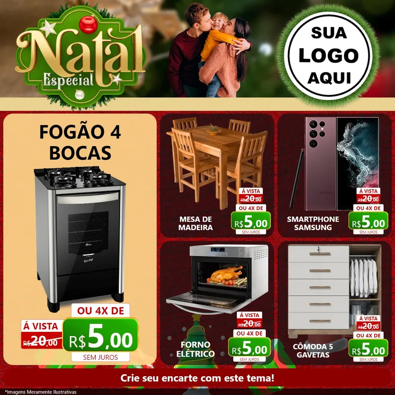 Modelo de Rede Social para Feed Facebook com o tema Natal Especial para Móveis e Eletro