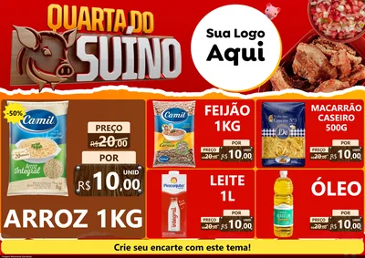 Modelo de Encarte para Encarte A4 Horizontal com o tema Quarta do Suíno para Supermercado