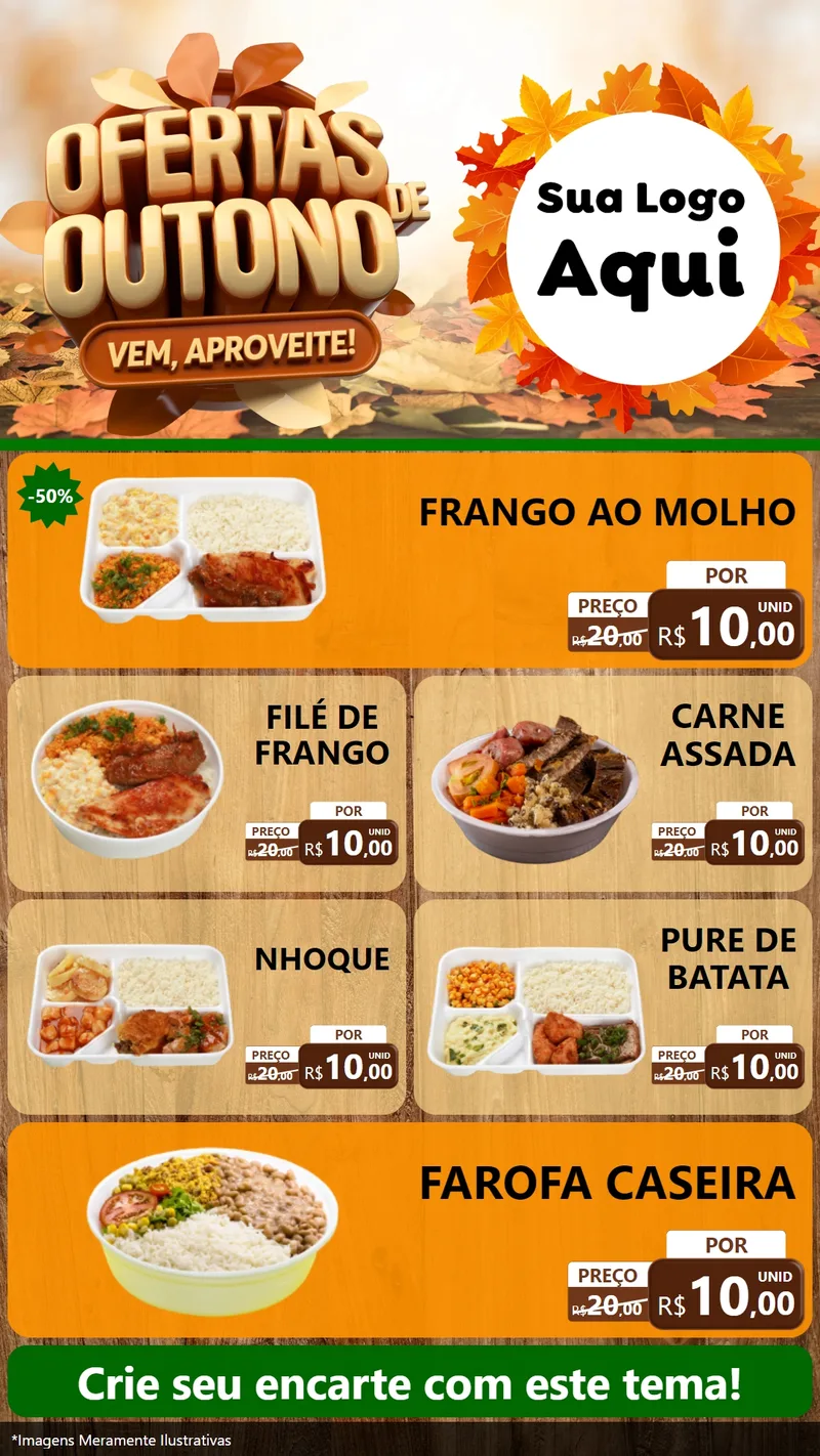 Modelo de TV para TV Vertical com o tema Ofertas de Outono - Vem, Aproveite! para Restaurante