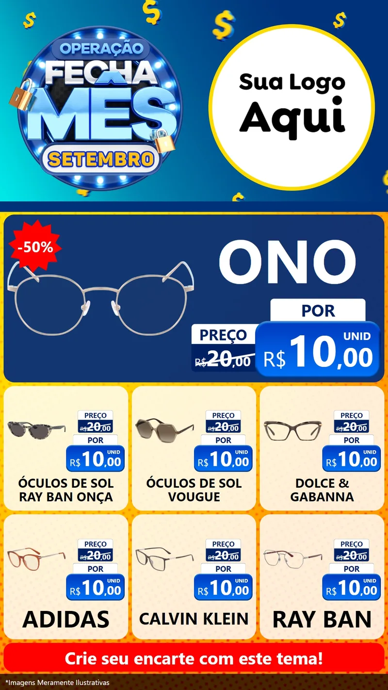 Modelo de Rede Social para Stories com o tema Operação Fecha Mês Setembro para Óticas