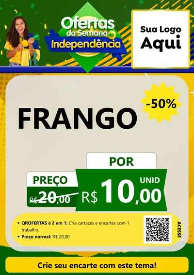 Modelo de Cartaz para Cartaz A4 Vertical com o tema Ofertas da Semana da Independência para Assados
